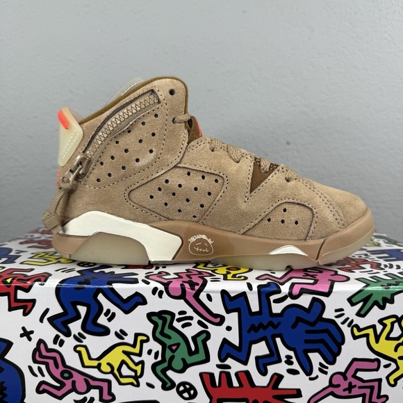 Travis Scott x Air Jordan 6 Retro PreSchool British Khaki DH0693-200 Size 11c - Picture 3 of 14